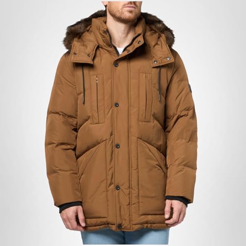 Andrew Marc Men's Outerwear Down Puffer Jacket, Sepia, Large