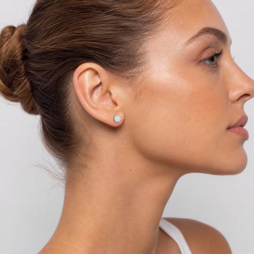14K White Gold 1.0 Carat Round Shape LAB GROWN Diamond IGI Certified Stud Earrings for women 4 Prong Push Back (E/F Color VS2/SI1 CLARITY)