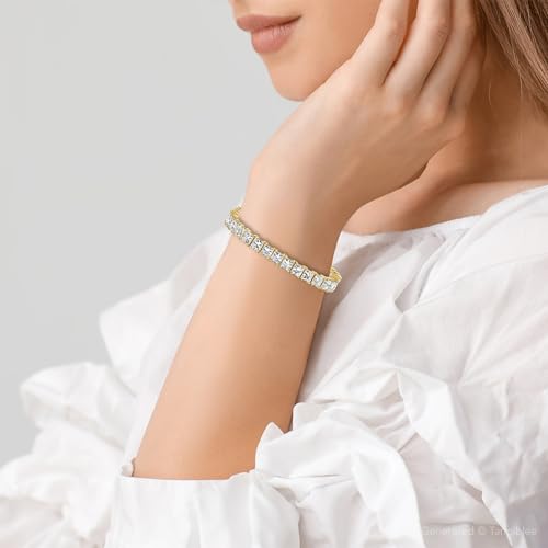 P3 POMPEII3 Pompeii 25Ct Princess Diamond Tennis Bracelet 14k Yellow Gold 7" Lab Grown (EF,VS)