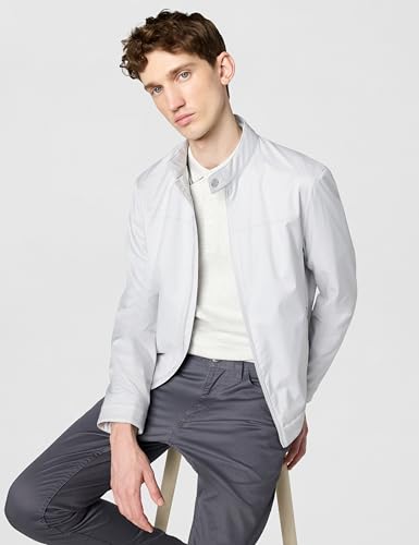 Michael Kors Men's Nylon Racer Jacket, Pearl Grey, L
