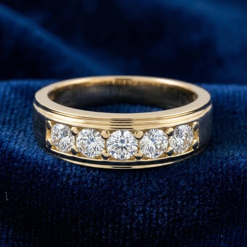 Pompeii 1 Ct Diamond Ring Mens High Polished 14k Yellow Gold Wedding Anniversary Band - Size 10.5