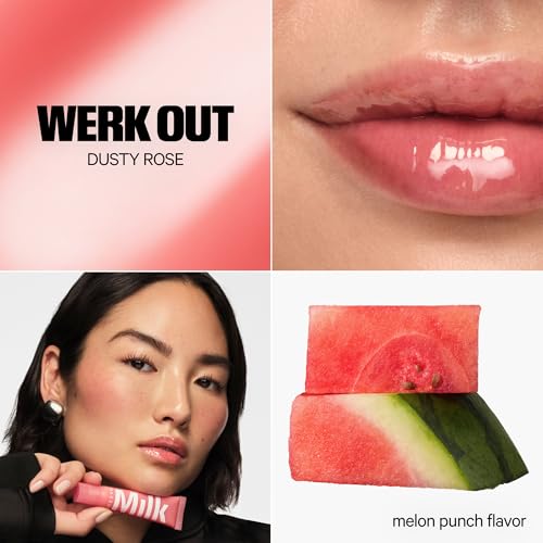 Milk Makeup Cooling Water Jelly Tint + Balmade Hydrating Lip Balm Set – Sheer Red Lip + Cheek Stain and Sheer Gloss with High-Shine Finish – Full Size Chill (Red) 0.17 oz + Werk Out (Dusty Rose) 0.4oz
