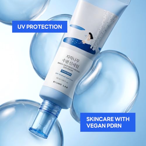 ROUND LAB Birch Juice Moisturizing Sun Serum SPF 50, 1.69 Fl Oz