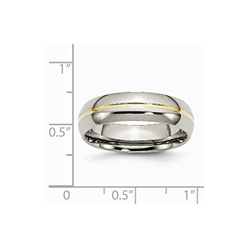 Sonia Jewels Titanium Yellow IP-Plated Grooved 6mm Wedding Band Ring Comfort-Fit Size 11.5