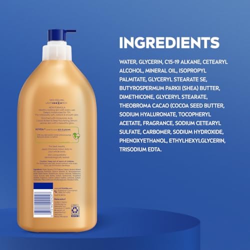 NIVEA Cocoa Butter Body Lotion for Dry Skin with Hyaluronic Acid, 33.8 Oz