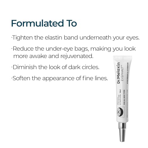 Dr.Melaxin Eyephalt Eyebag Cream for Puffiness, Dark Circles & Fine Lines, Wrinkle, EGF Anti-Aging Under Eye Moisturizer with Niacinamide&Ceramide 0.33 fl.oz.