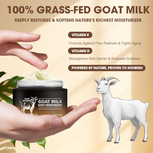 Bmrewax Goat Milk Lotion - Whipped Body Butter Cream with Goat Milk - Deeply Moisturizes, Softens Skin - Natural & Gentle for All Skin Types, 3.53 oz