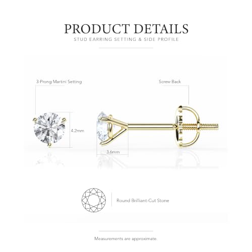 Belacqua 1/2 Carat Round Cut Lab Grown Diamond Stud Earrings