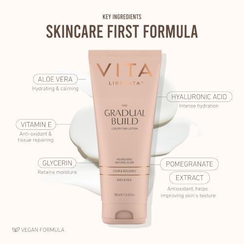 VITA LIBERATA Fabulous Gradual Tanning Lotion - Buildable Formula, Sun-Kissed Tan, Untinted For Minimal Transfer, Lasting Finish, Formulated with Hyaluronic Acid, 6.76 lf.oz