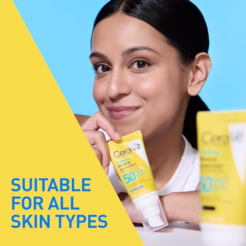 CeraVe Invisible Mineral Sunscreen SPF 50, Face Sunscreen, Travel Size