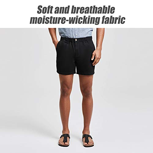 maamgic Men's Classic-fit 5.5" Cotton Casual Shorts Elastic Waistband with Multi-Pocket Daily Wear Walking Summer Outfit Black 34