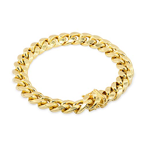 Nuragold 14K Real Yellow Gold Miami Cuban Link Chain Bracelet Men & Women - 8.5",11mm