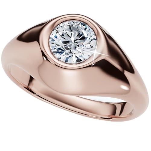 P3 POMPEII3 Pompeii Mens Solitaire Round Diamond Ring 1Ct Anniversary Pinky Ring 14k Gold Lab Grown - Size 9.5 (G,VS2-SI1)