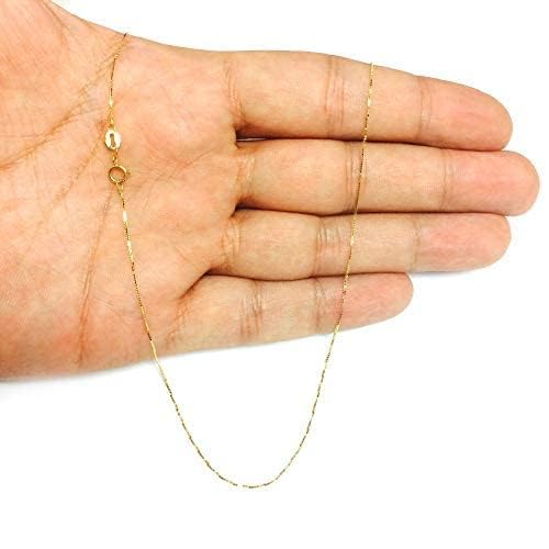 Jewelry Affairs 10k Real Solid Gold Mirror Box Chain Necklace, 0.6mm (16 Inches, Yellow Gold)