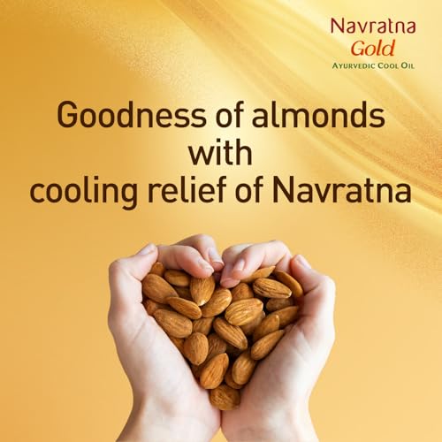 Navratna Gold Ayurvedic Hair Oil | with 24K Gold & 9 Ayurvedic Herbs | Lightweight, Non-Greasy & Fast-Absorbing | Relaxing Head Massage Oil | Deeply Nourishes Hair | 16.91 Fl Oz (500ml)