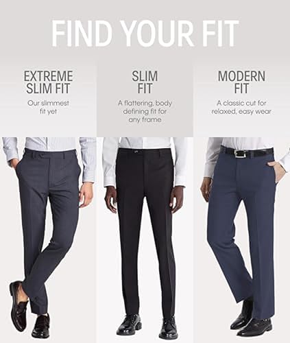Calvin Klein Men's Slim Fit Dress Pants | Suit Pants for Men | Stretch Comfort Fabric, Tailored Silhouette, Wrinkle-Resistant, Ready-to-Wear | Grey 30/32