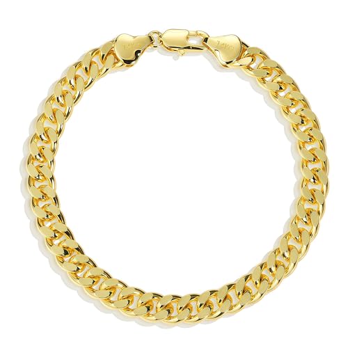 Porment 6.5mm 14K Gold Cuban Bracelets for Men & Women Dainty Stackable Cuban Link Chain for Men Fashion Simple Bracelet Non-tarnish Gold Jewelry Unisex Gift Lifetime Quality