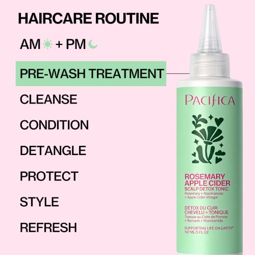 Pacifica Scalp Detox Tonic – Scalp Exfoliator with Glycolic & Salicylic Acid for Clarifying Build Up & Purifying – Infused with Rosemary to Support an Itchy, Dry Head – Vegan & Cruelty-Free – 5 oz