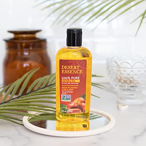 Desert Essence 100% Pure Jojoba Oil for Hair, Skin and Scalp, 4 fl oz