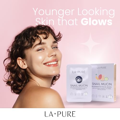 LA PURE Korean Snail Mucin Mask – Cruelty-Free – 10 Hydrating Sheet Masks