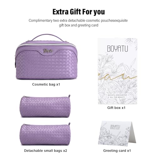BOYATU Travel Makeup Bag Cosmetic Bags for Women: 3 Pcs Set Make up Bag