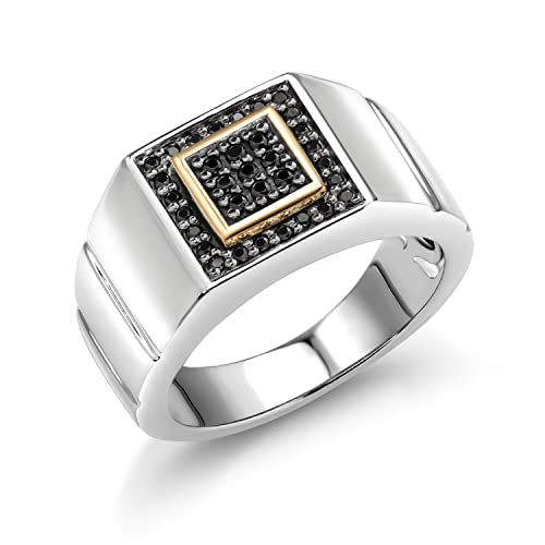 Gem Stone King Men's Ring In 10K Yellow Gold and 925 Sterling Silver 2 Tone Jewelry Gift For Men Dad | Available In Size 9, 10, 11, 12, 13