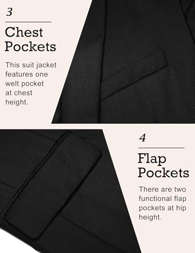COOFANDY Mens Slim Fit Dress Jacket Suit Blazer Lightweight Sport Jackets Casual Sports Coat (Black L)