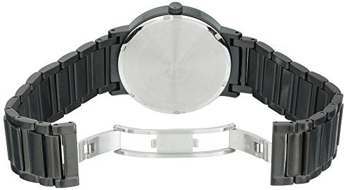 Bulova Men's Modern Black Ion-Plated Stainless Steel 3-Hand Calendar Date Quartz Watch, Diamond Dial Style: 98D144