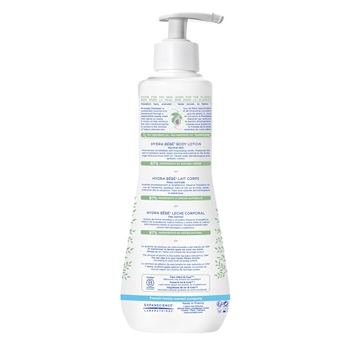 Mustela Hydra Bebe Body Lotion - Daily Moisturizing Baby Lotion with Natural Avocado, Jojoba & Sunflower Oil – 25.35 fl. oz.