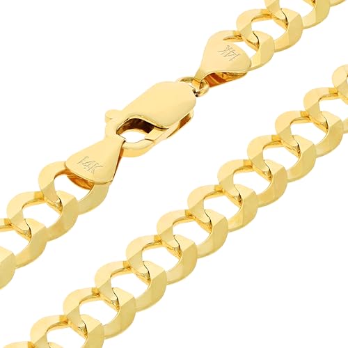 Nuragold 14k Real Yellow Gold Cuban Curb Solid Link Chain Mens Bracelet 8mm - 7.5"