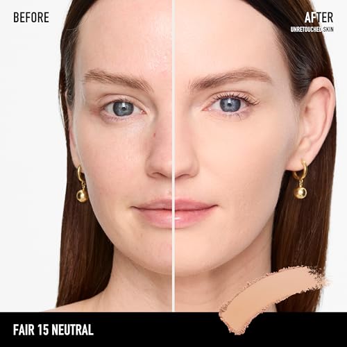 bareMinerals Barepro 24HR Skin-Perfecting Powder Foundation, Matte Pressed Powder Foundation Full Coverage with Plant-Based Squalene, Oil Control, Vegan - Fair 15 Neutral