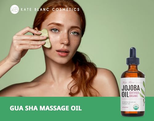 Kate Blanc Cosmetics Organic Jojoba Oil for Hair, Skin, Face, Nails (4oz)