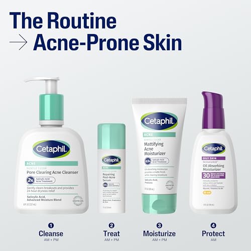 Cetaphil Gentle Clear Mattifying Acne Face Moisturizer, Salicylic Acid, 3oz