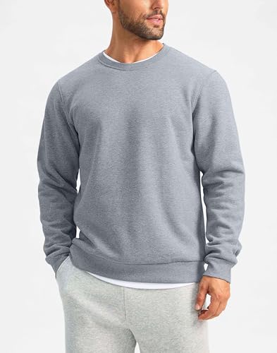 G Gradual Sherpa Lined Sweatshirts for Men Fleece Crewneck Sweatshirt Pullover Warm Shirts for Winter, Heather Light Grey, X-Large