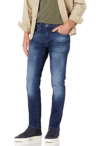 Buffalo David Bitton Men's Slim Ash Jeans, Sanded and Faded Indigo, 36W x 32L