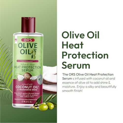 ORS Olive Oil Heat Protection Hair Serum with Coconut Oil for Restorative Shine 6 Ounces