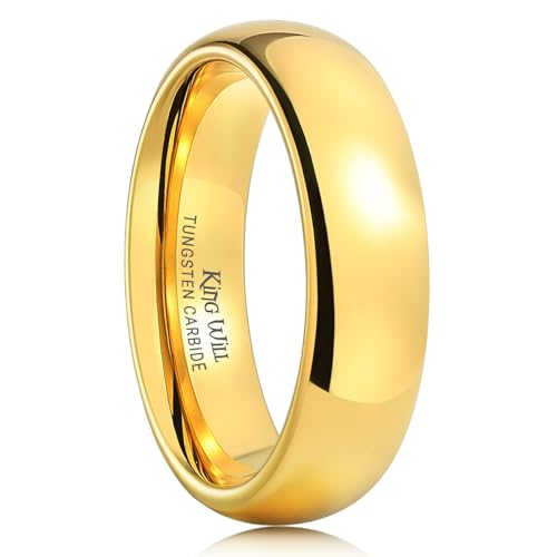 King Will Men Tungsten Rings 24K Gold Plated 6mm Size 9