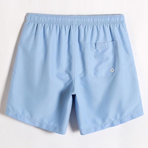 maamgic Mens Swim Trunks Quick Dry Swim Shorts with Mesh Lining Funny Swimwear Bathing Suits 7inch Solid Lake Blue Medium