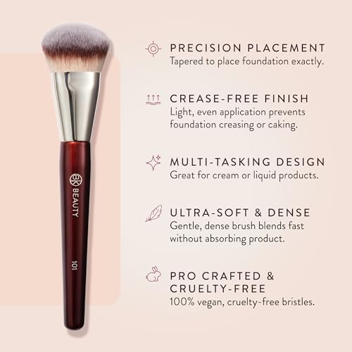 BK BEAUTY 101 Contoured Foundation Brush for Liquid & Cream Makeup