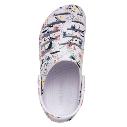 Nautica Women's Clogs - Athletic Sports Sandal - Water Shoes Slip-On With Adjustable Back Strap With Open Slits - Beach Sports Summer Shoe-River Edge-Lily Print-9