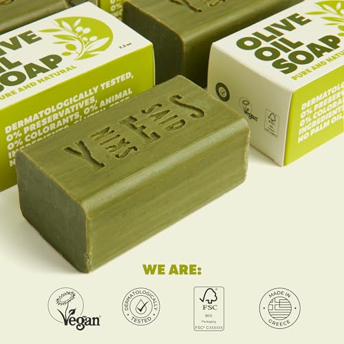 Skin Said Yes Olive Oil Bar Soap 8 Pack | Made in Greece | Pure Oilve Oil Hand Soap | Moisturizing, Nuorishing and Gentle on Skin, Rich in Antioxidants