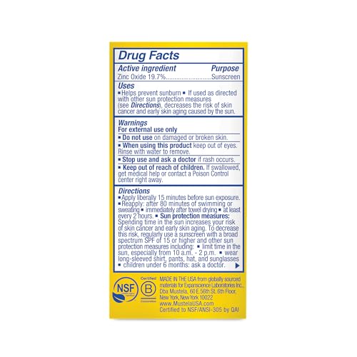 Mustela Baby Mineral Sunscreen Stick SPF 50 Broad Spectrum - Face & Body Sun Stick with 70% Organic Ingredients - Ultra Sheer, Water Resistant & Fragrance-Free - 0.6 oz.