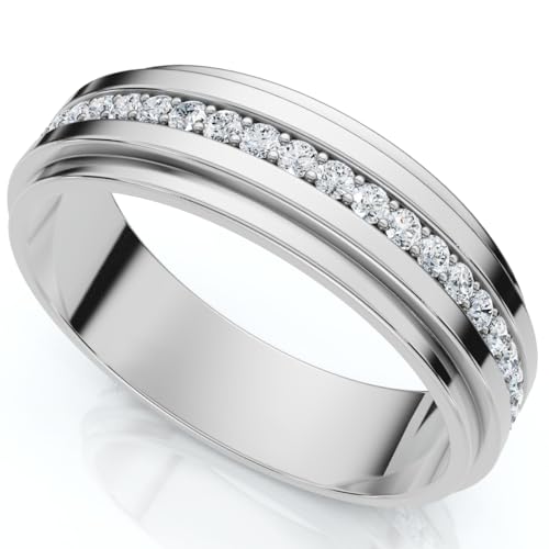 P3 POMPEII3 Pompeii Mens Diamond 3/8ct Eternity Ring Wedding Band 14k White Gold 7mm Lab Grown - Size 10 (FG,VS)