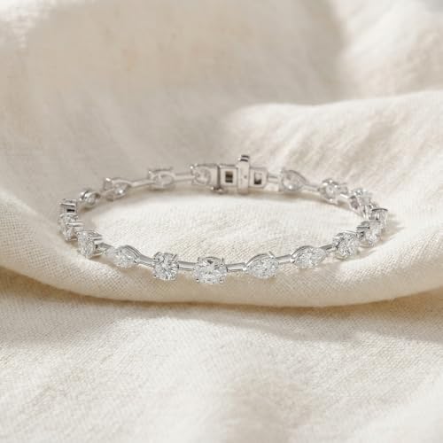Pompeii 5Ct Mixed Cut Diamond Tennis Bracelet 7" 14k White Gold Lab Grown - Size 7 (EF,VS)