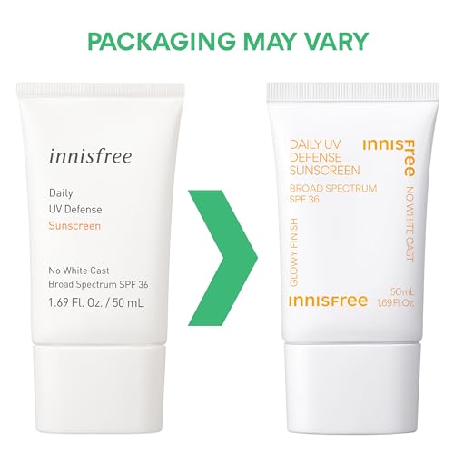 innisfree Daily UV Defense Sunscreen Broad Spectrum SPF 36, Invisible Korean Sunscreen with No White Cast (Packaging May Vary)