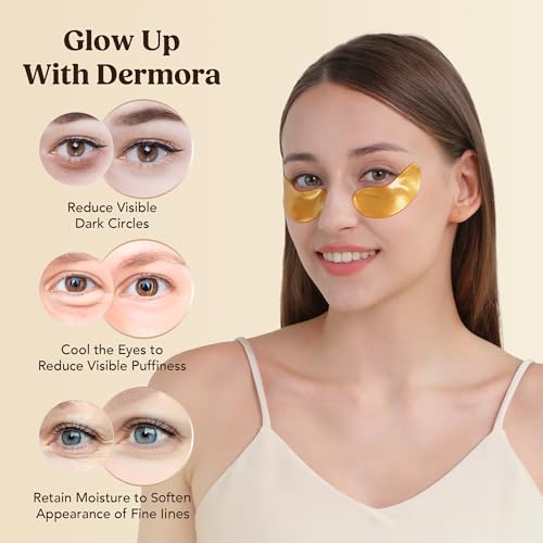 DERMORA Golden Glow Under Eye Patches - 50 Pairs Individually Packed