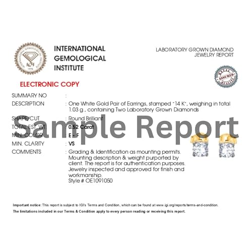 Shop QSE IGI 1.00 Ct Lab Grown Diamond Stud Earrings for Women 14k Gold