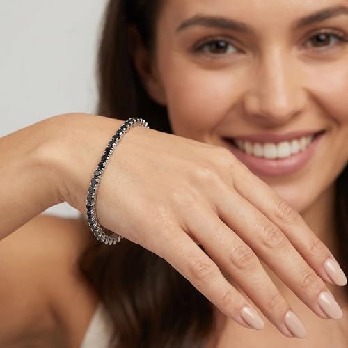 Pompeii Pompeii3 14k White Gold Black Diamond Round-Cut Tennis Bracelet 11 1/2Ct 7"