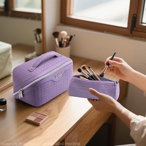 BOYATU Travel Makeup Bag Cosmetic Bags for Women: 3 Pcs Set Make up Bag