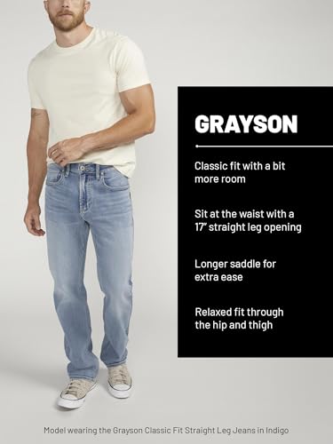 Silver Jeans Co. Men's Grayson Classic Fit Straight Leg Jeans, Dark Wash SDK312, 34W x 32L